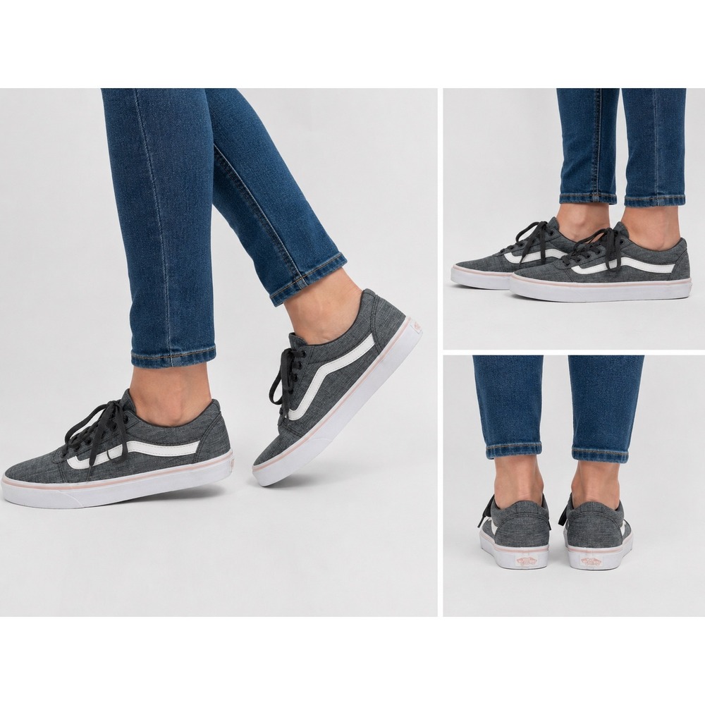 Vans Ward Low Top Charcoal Gray Chambray Sneakers Womens 8.5